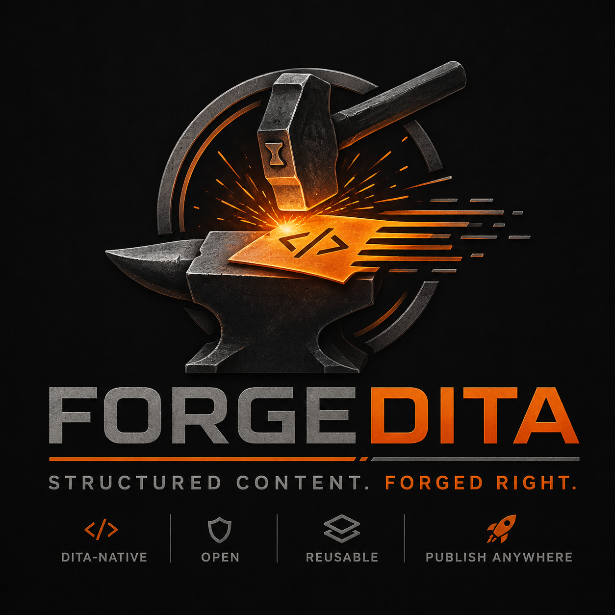 ForgeDITA forge-inspired logo concept